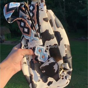 Cow print sling bag
